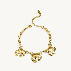 Gold Crab Charm Bracelet