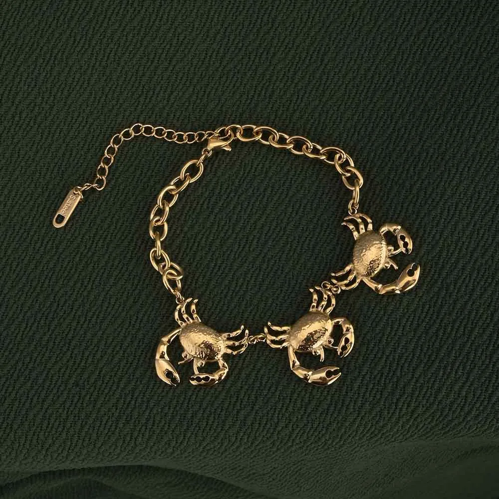 Gold Crab Charm Bracelet