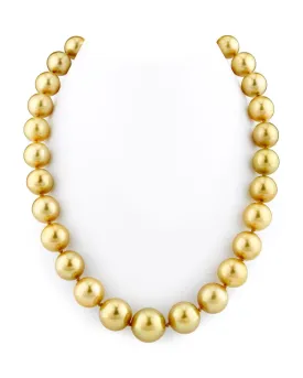 Golden South Sea Pearl Necklace, 12.0-15.0mm - AAA Quality