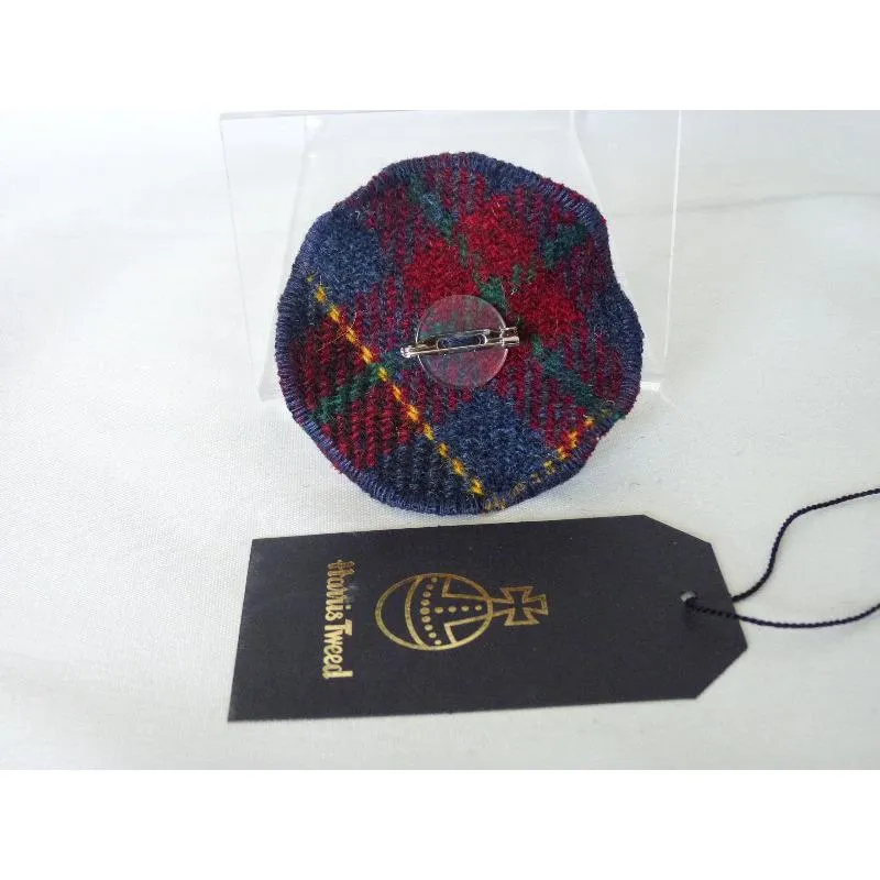 Harris Tweed Three Layer Brooch - Navy & Red