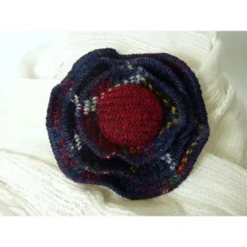 Harris Tweed Three Layer Brooch - Navy & Red