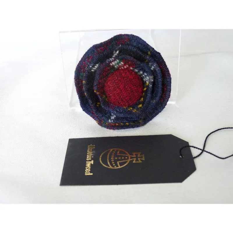 Harris Tweed Three Layer Brooch - Navy & Red