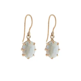 Helene Earring, White Opal, 9kt Yellow Gold