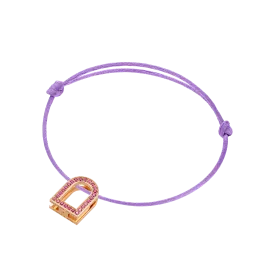 L'Arc Voyage Charm MM, 18k Rose Gold with Galerie Pink Sapphires on Silk Cord