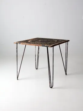 mid-century hairpin leg iron table