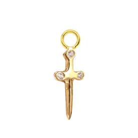 MINI PROTECT SWORD NAMESAKE CHARM - CUBIC ZIRCONIA & GOLD