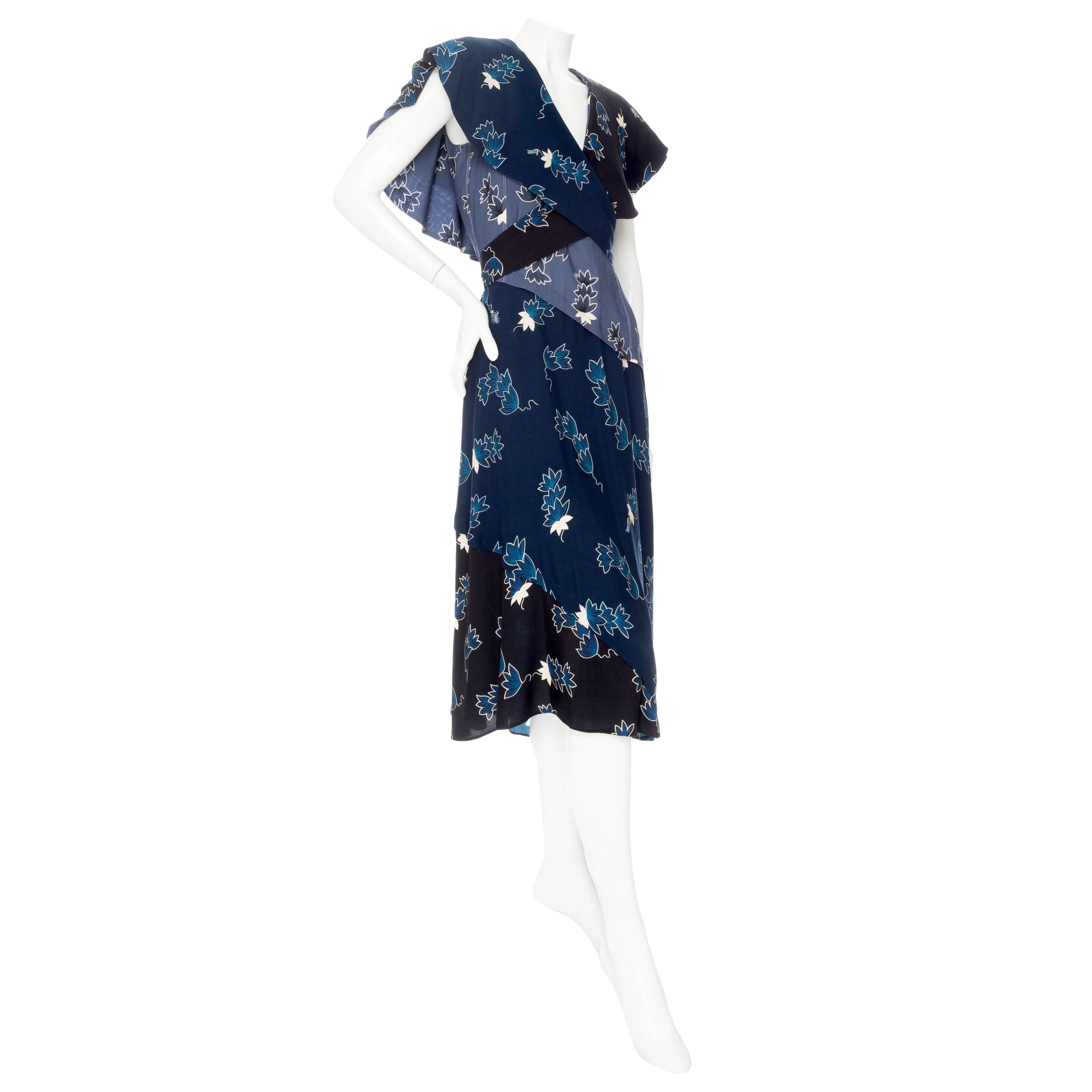 Paula’s Ibiza Blue Viscose Crocus Print Midi Dress