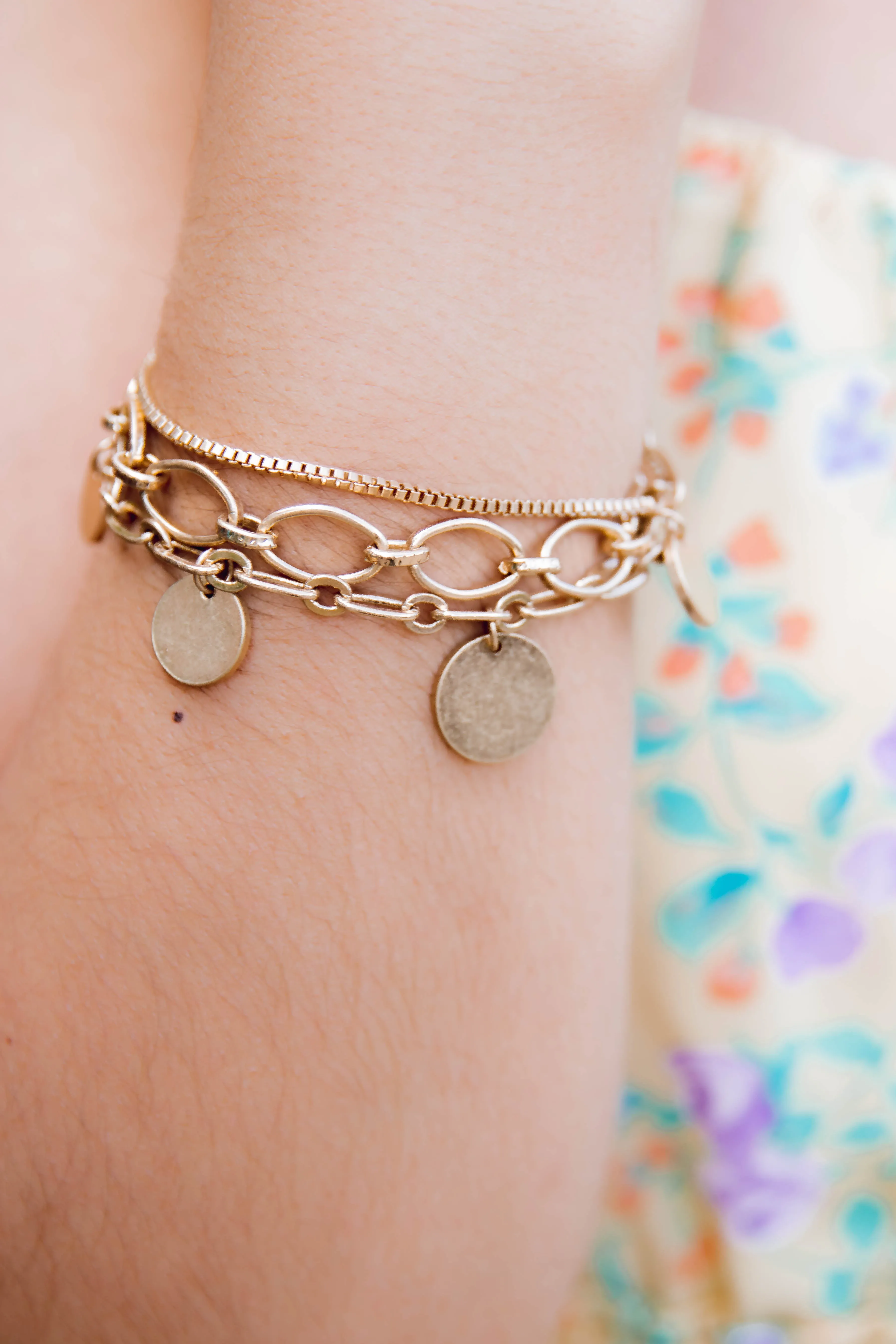 Phoebe Layered Chain Disc Charm Bracelet