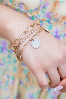 Phoebe Layered Chain Disc Charm Bracelet