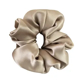 "Silken Hair" Silk Scrunchie Hair Tie - Metallic Taupe