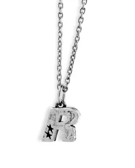 Stylish R Initial Pendant Necklace in Sterling Silver