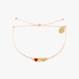 Red Cross Three Hearts Gold Bracelet