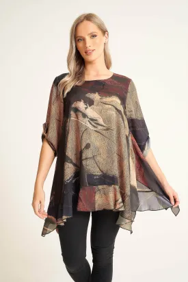 Saloos Simply Stunning Silk-Feel Tunic with Necklace