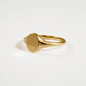 Eco-Friendly Solid Recycled Gold Small Oval Signet Ring for Sustainable Fashion