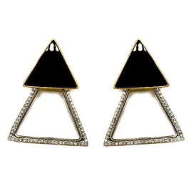 TRIANGLE STUD CLASS CRYSTAL EARRINGS